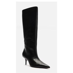 Arezzo Stiletto Knee-High Black Leather Boots